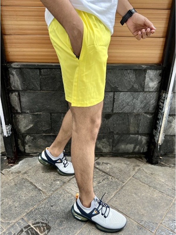 Yellow shorts outfit on sale men